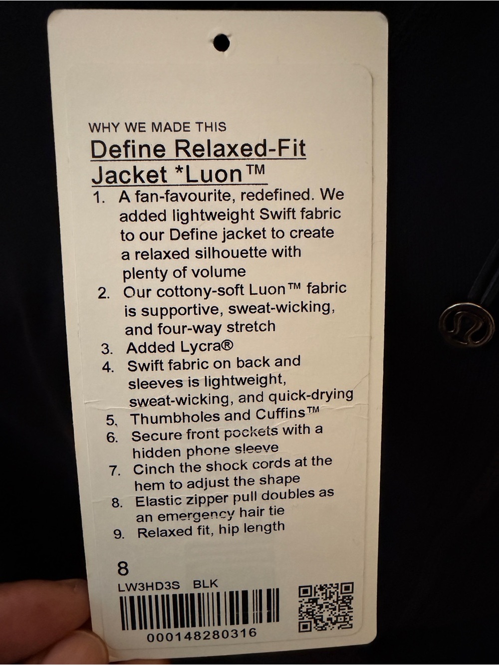 NWOT Lululemon Define RELAXED Fit Jacket *Luon - Black - Size 8 - Picture 5 of 8